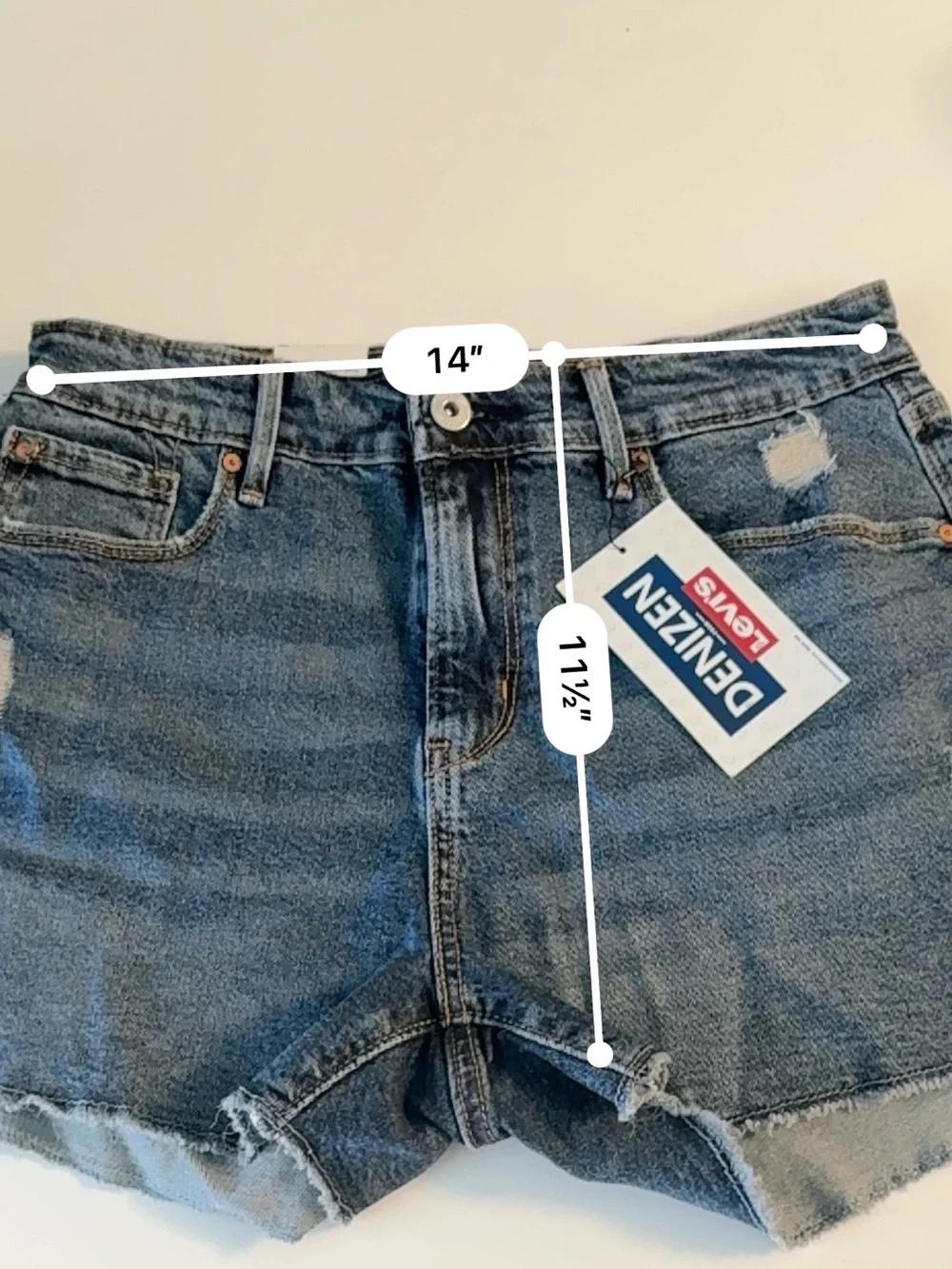 Denizen from Levi's Medium Blue Distressed High-Rise Jean Shorts